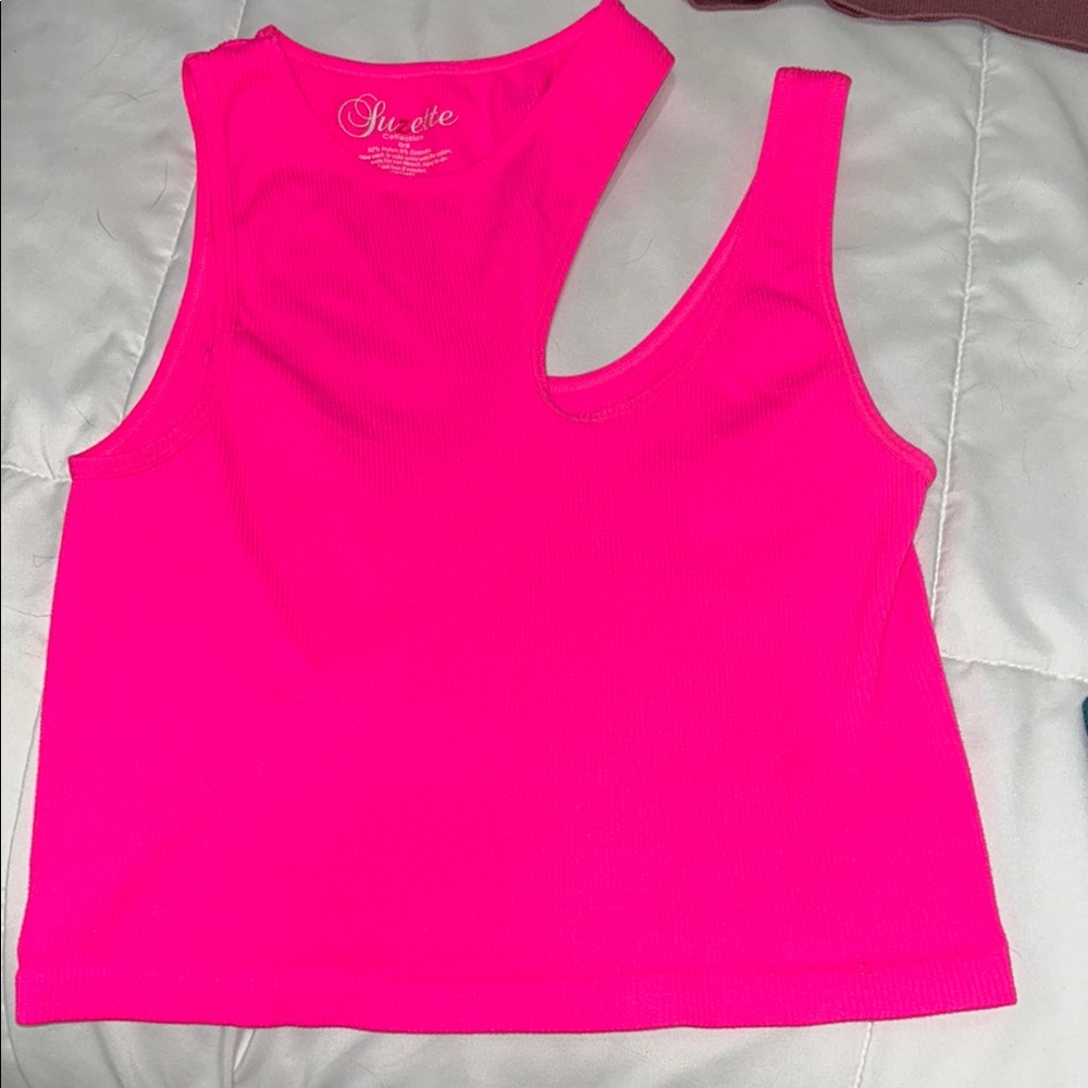 Suzette Pink Crop Tank Top Sleeveless